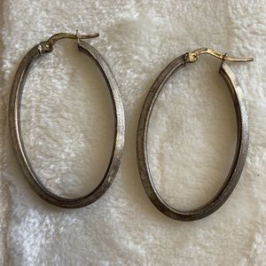 Sterling silver oval hoop earrings